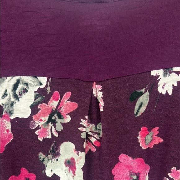 Lane Bryant Casual Purple Floral Back Detail Short Sleeve Top Size 14/16 - Picture 8 of 9